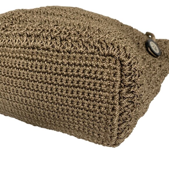 The SAK Beige Crochet Shoulder Bag Zipper Closure Inner Pockets Dividers EUC - Picture 9 of 16